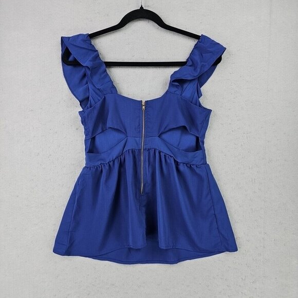 Elegant Blue Ruffle Blouse - Picture 7 of 10